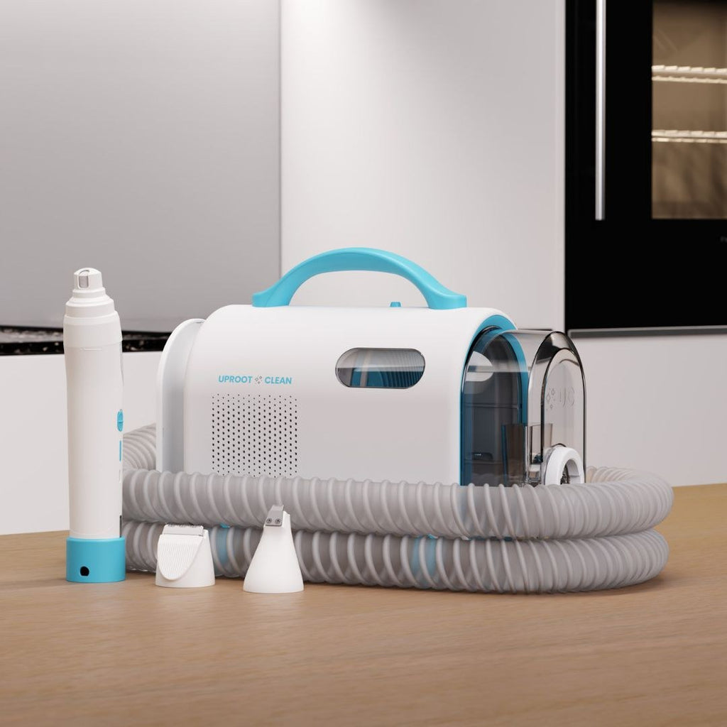 White grooming-kit trimmer attachments on a light background