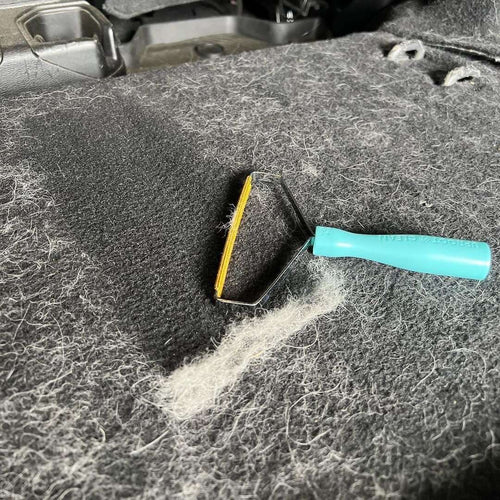 Lint tools used on carpet and a pet bed